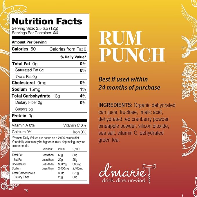 Frozen Cocktail Drink Mix - Each Bag Makes 10 Rum Punch Slushies - Drink Powder Pouches for Alcohol - All Natural Low Sugar Mixer, No Blender Needed, 3 Pack