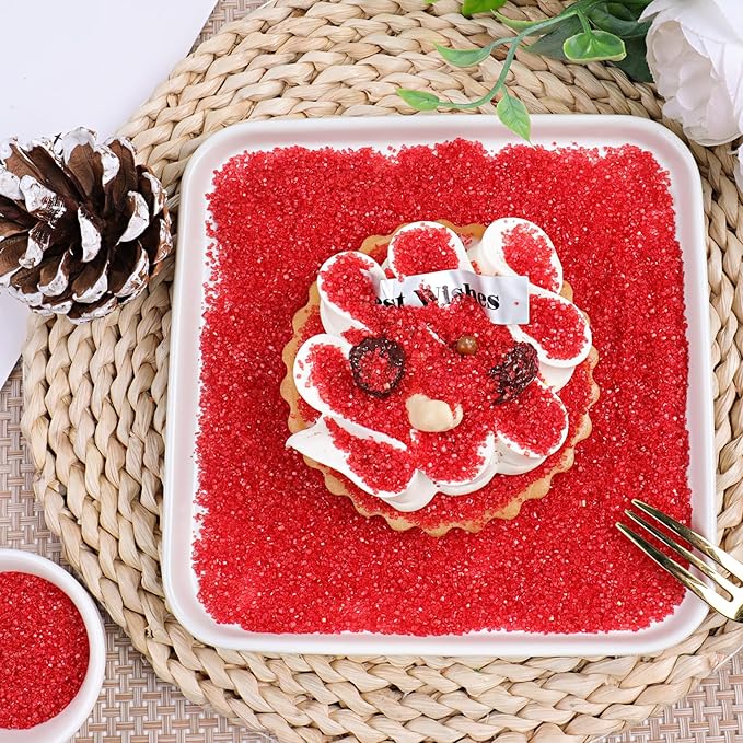 Red Sanding Sugar Sprinkles, 6.35 Oz Edible Sparkling Sugar Crystals for Baking Cookies Ice Cream Cupcake Cake Decorations