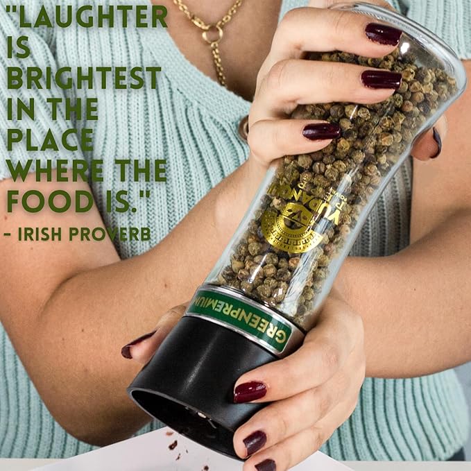 Green Peppercorn Grinder with Green Peppercorns Whole YUPANQUI - Refillable Gourmet Pepper Grinder with Peppercorns Organic Peppercorn - Pepper corns for grinder