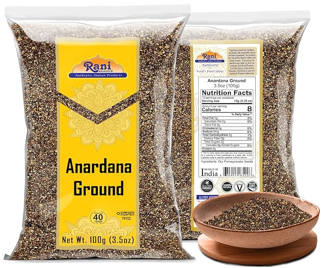 Rani Anardana (Pomegranate) Ground, Indian Spice 3.5oz (100g) ~ All Natural | No Color | Gluten Friendly | Vegan | NON-GMO | Kosher | No Salt or fillers | Indian Origin
