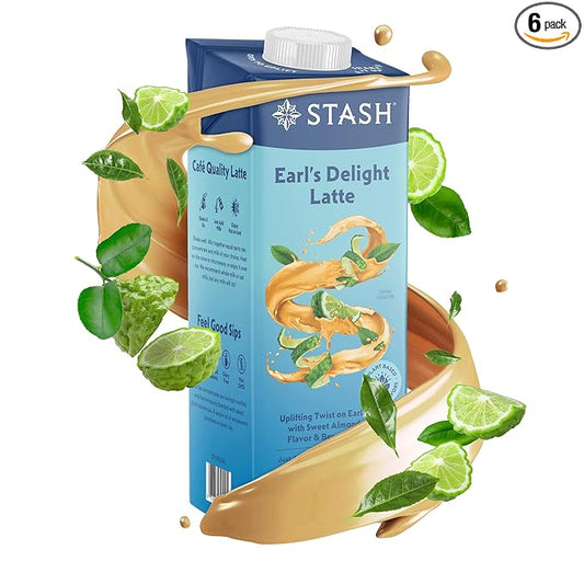 STASH Earl's Delight Earl Grey Tea Latte Concentrate - Barista Style Caffeinated Black Tea Beverage - Crafted in Oregon - Plant Based and Dairy-Free, Serve Hot or Iced, 32 fl oz (Pack of 6)