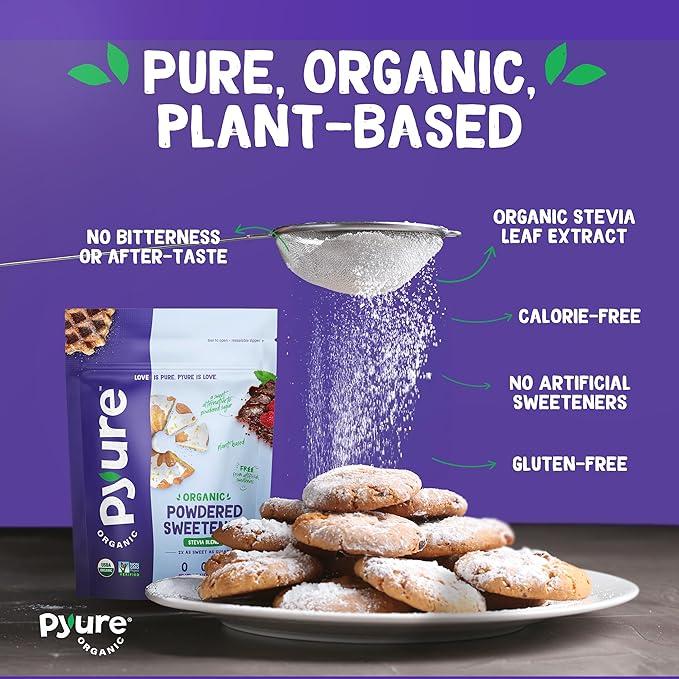Pyure Organic Stevia Blend Granulated Sugar Substitute with Zero Calories & Carbs Keto, Diabetic & Vegan Friendly Sugary Taste Alternative USDA Organic, Non-GMO Good For Baking 12oz