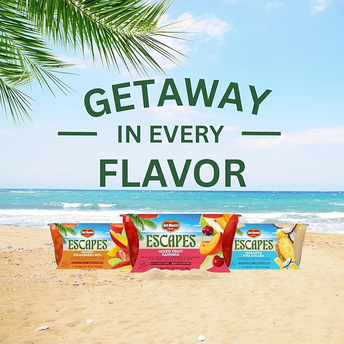 Del Monte Escapes Pineapple Pina Colada, 7 oz Cups, Pack of 6 (12 Cups)