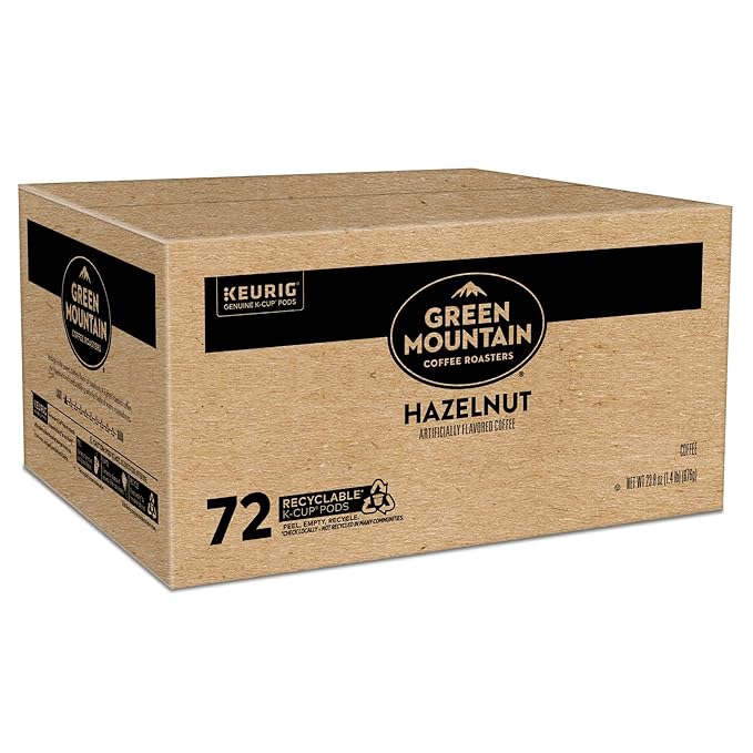 Green Mountain Coffee Roasters Hazelnut Keurig Single-Serve K-Cup pods, Light Roast Coffee, 72 Count
