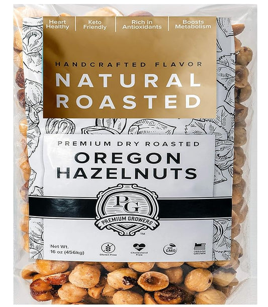 Oregon Farm To Table Hazelnuts from Premium Growers - Dry Roasted - Natural Roasted ??Kosher Certified - 1 LB bag