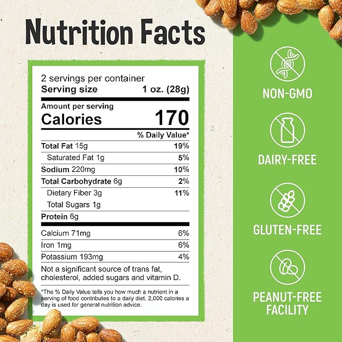 Brothers Nuts Crackled Cheezy Almonds – Organic, Sprouted Almonds – Healthy Keto Snack – Vegan, Gluten-Free, Kosher – No Preservatives - 2 oz