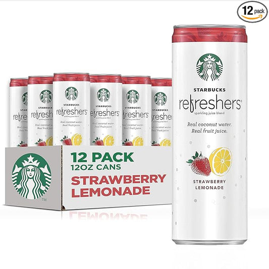 Starbucks, Refreshers with Coconut Water, Strawberry Lemonade, 12 fl Oz. Cans (12 Pack)