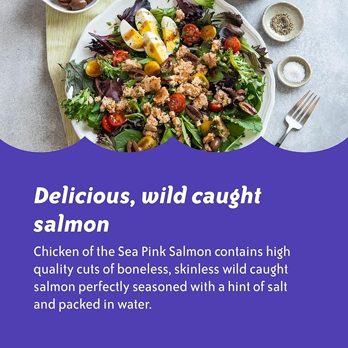 Chicken of the Sea Pink Salmon in Spring Water, Wild Caught, Skinless & Boneless, Foodservice Size, 40 oz. Packet (Box of 6)
