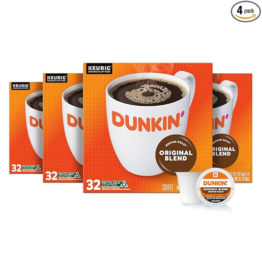 Dunkin' Original Blend Medium Roast Coffee, 128 Keurig K-Cup Pods