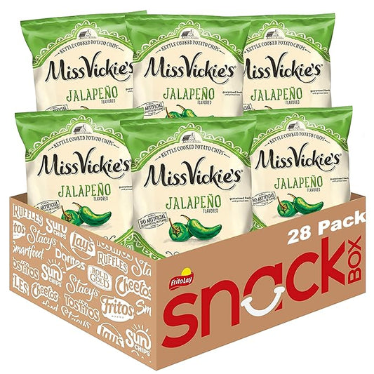Miss Vickie's Kettle Cooked Potato Chips, Jalapeno, 1.375 Ounce (Pack of 28)