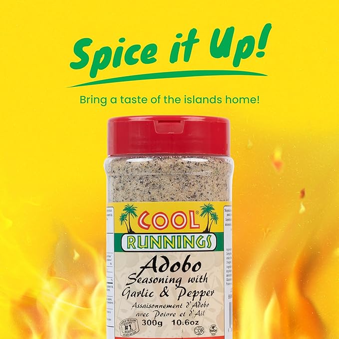 Cool Runnings Adobo Seasoning with Pepper and Garlic 300g ??Savory and Aromatic Adobo Spice Blend for Meats, Vegetables, Fish, Seafood and Stews