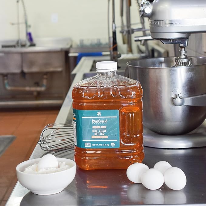 BLUE GREEN ORGANICS, Agave syrup, Gluten Free, Organic, Sweetener, teas, coffees, pancakes or any baked good, Family-friendly, Sugar substitute, Light, 176 Oz