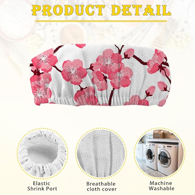 Sourdough Starter Jar Cloth Covers, Japanese Cherry Blossom Gifts for Women Baker 5 Pack Kit Stretchy Cloth Lids Fits Jar Mouth Ranging 3"- 4" Inches