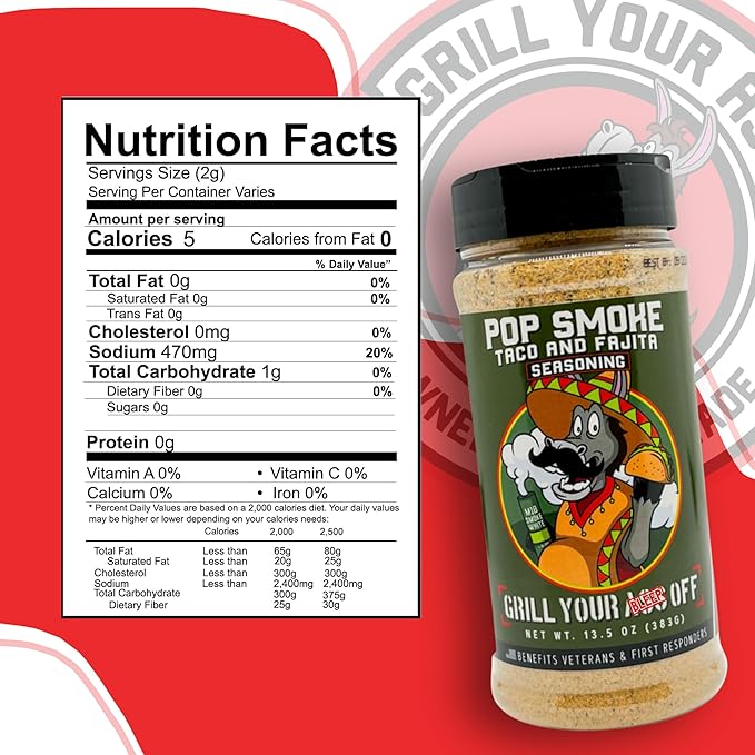 GYAO Pop Smoke Taco Seasoning – 13.5oz All-Purpose Tex-Mex Seasoning for Beef, Chicken, Tacos & More – MSG & Gluten Free – USA Made & Veteran Owned