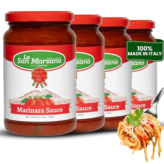 La San Marzano Marinara Sauce, 13 oz, Pasta Sauce Made in Italy, All Purpose Tomato Premium Quality, All Natural, Mediterranean Diet, Non GMO, Vegan, Gluten Free