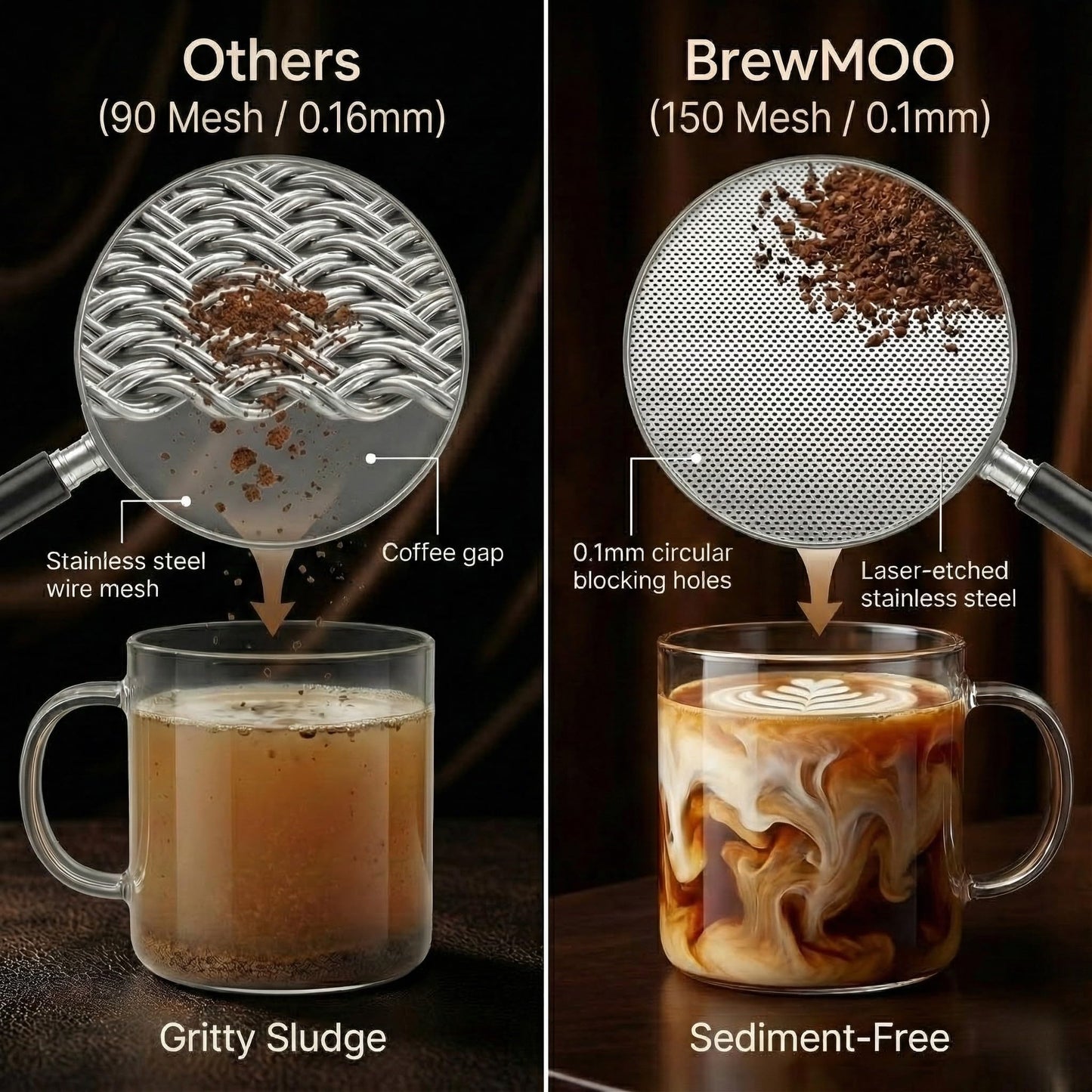 BrewMOO- Airtight Cold Brew Coffee Maker Pitcher, 1.4L/48Oz Thick Glass Carafe with Filter, Comfort