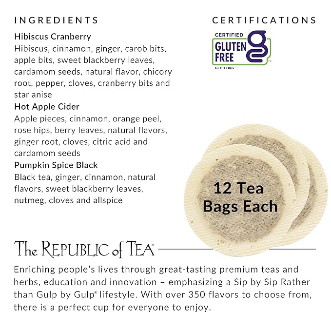 The Republic of Tea ??Harvest Stackable Tea Tin, Autumn Assortment, 36 Tea Bags