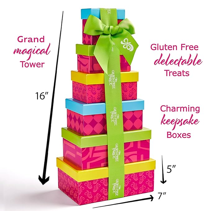 Gluten Free Palace Gift Basket Tower ??Mother?셲 Day Treats ??6-Tier Festive Gluten Free Cookies Gift Basket Treat Tower ??Father?셲 Day Gifts Sweets ??Family, Birthday & Thank You Gift Set