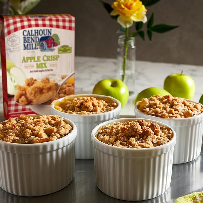 Calhoun Bend Mill Variety Bundle Mixes | Easy to Make Homemade Dessert for Apples, Peaches, Berries | Ideal for Gourmet Baking and Dessert Delights | Apple Crisp Mix - 8 Oz + Peach Cobbler Mix - 8 Oz