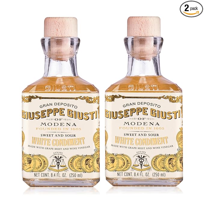 Giusti White Balsamic Vinegar Dressing – Condiment for Cooking and Finishing Dishes such as Salads, Vegetables, or Fish. Made in Italy with Balsamic Vinegar of Modena – 8.45 fl oz (250 ml) - Pack of 2