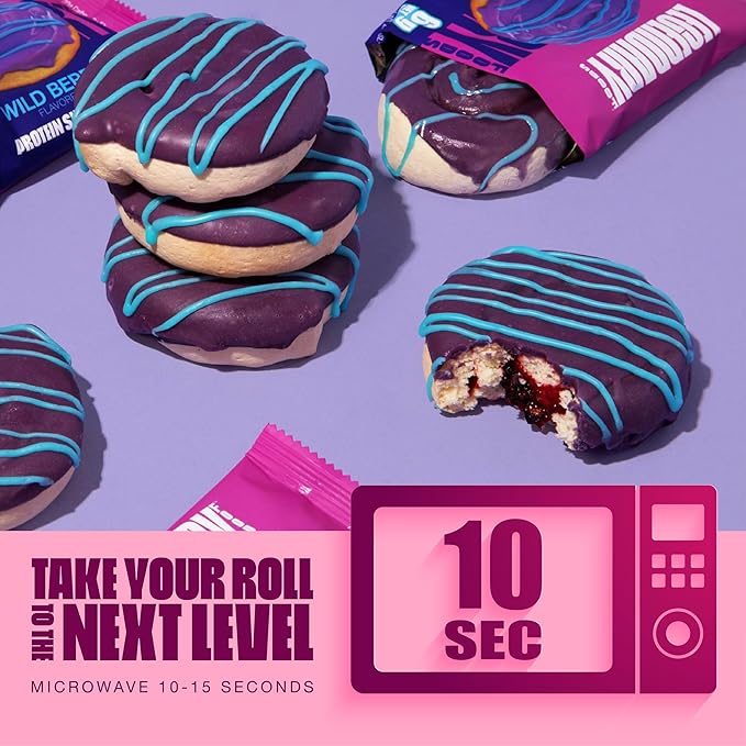 Legendary Foods 20g Protein Wild Berry Sweet Roll - Premium High Protien Bars, Low Carb Meal Replacement Snack, Low Glycemic Index, Gluten Free Snacks - Zero Sugar, Keto and Diabetic Friendly 8-Pack