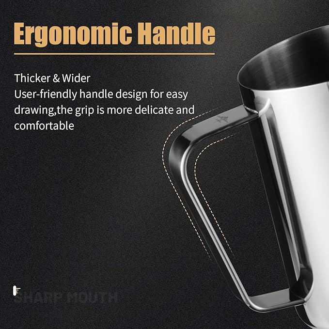 MHW-3BOMBER Milk Frothing Pitcher, 20oz/600ml Milk Frother Cup for Barista, SUS304 Stainless Steel Espresso Steaming Pitchers for Milk/Coffee/Latte Art, P3004S-OS