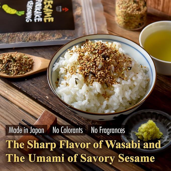 YAMASAN KYOTO UJI Japanese Wasabi Furikake Seasoning, Sesame-Soy Marinade, Wasabi Sharp Spicy and Umami, Delicious Flavor of Various Foods, Made in Japan,100g(3.5oz)