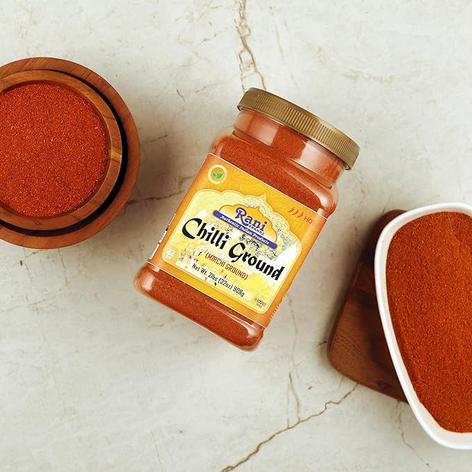Rani Chilli Powder (Mirchi) Ground Indian Spice 32oz (2lbs) 908g Bulk PET Jar ~ All Natural | Salt-Free | Vegan | No Colors | Gluten Friendly | NON-GMO | Kosher | Indian Origin