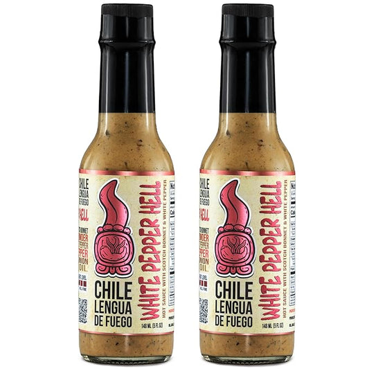 Hot Sauce | Chile Lengua de Fuego (Pack of 2, White Pepper Hell) – Super Hot White Pepper & Garlic