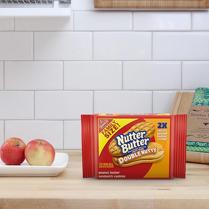 Nutter Butter Double Nutty Peanut Butter Sandwich Cookies, Family Size, 12-15.27 oz Packs