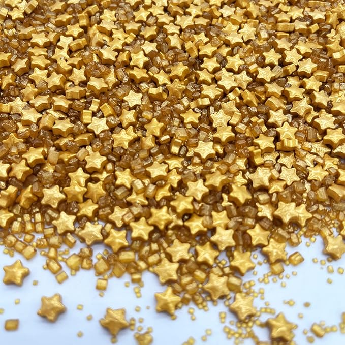 Sprinkles Gold Star Sugar Crystal Sugar Candy Cake Decorations Cupcake Toppers Cookie Decorating Ice Cream Celebrations Shaker Jar Wedding Shower Party (120g/4.2oz竊?"<div>