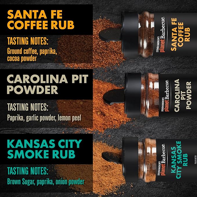 Steven Raichlen's Planet Barbecue Gourmet BBQ Rubs & Spices Gift Set 3 Pack- Grill Seasonings with USA Influenced Flavors- Great Grilling Gift for Men