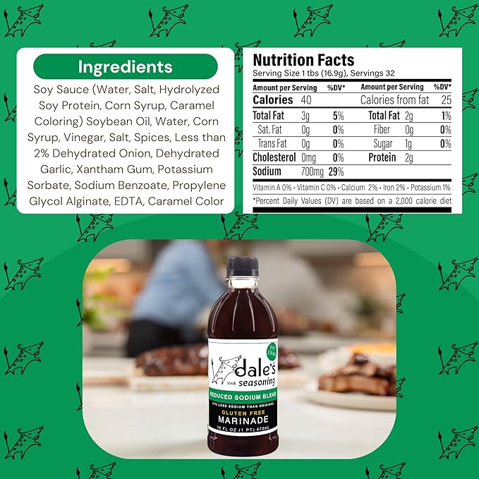 Steak Seasoning By Dale's, Reduced Sodium Blend, No Cholesterol | Delicious on All Meats, Fish | 16 oz Bottle (3 Pack) | No Long Marinating, Savory Blend of Exotic Spices! Gluten Free