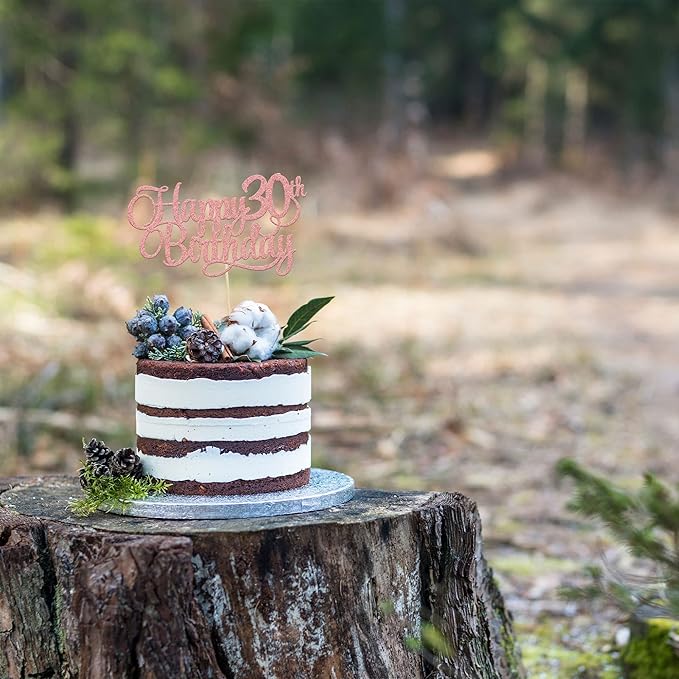 1 Pack Happy 30th Birthday Cake Topper Rose Gold Glitter Number 30 Thirty Years Old Birthday Cake Pick Decoration For 30th Birthday Celebrating Anniversary Party Supplies