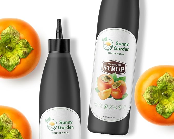 Sunny Garden Persimmon Syrup | 100% Natural | Healthy Sugar Alternative | No Additives | 8.45 oz/250 ml | Persimmon Molasses | No Added Sugar | Natural Healthy Sweetener | Single Ingredient | Non-GMO | No Cholesterol | Vegan