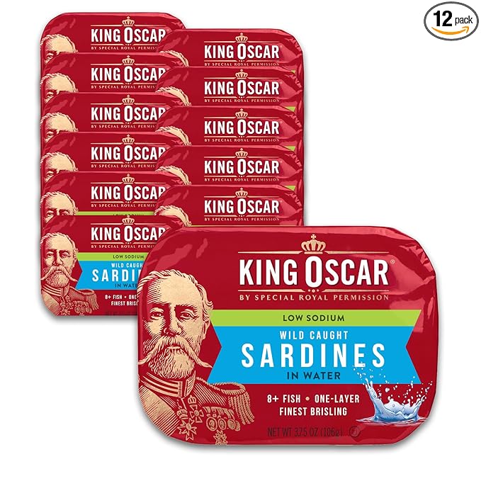 King Oscar Wild Caught Brisling Sardines In Pure Spring Water, 3.75 Ounce (Pack of 12) ( Packaging