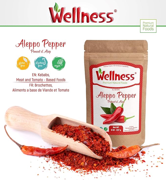 Wellness Organic Chili Pepper Blend 8 oz - Aleppo & Cayenne, Ground White Pepper, Ghost Pepper Powder, Happy Belly Spices - Red & Cyan Pepper, Deer Meat Seasoning, Fresh Green Peppers, Rosemary Sprigs