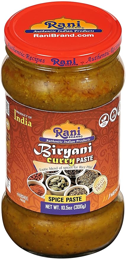 Rani Biryani Masala Curry Paste (Cooking Spice Paste for Indian Rice Dishes, Pullao/Pilau) 10.5oz (300g) Glass Jar, Pack of 5+1 FREE ~ All Natural | Vegan | No Colors | Gluten Free | NON-GMO
