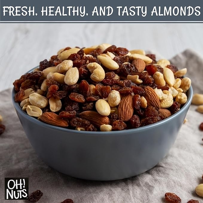 Oh! Nuts Almonds - Dry Roasted Unsalted Almonds - 5 lb - No Salt, No Oil All-Natural Protein - Packed in New York Zip-Seal Bag for Exceptional Freshness