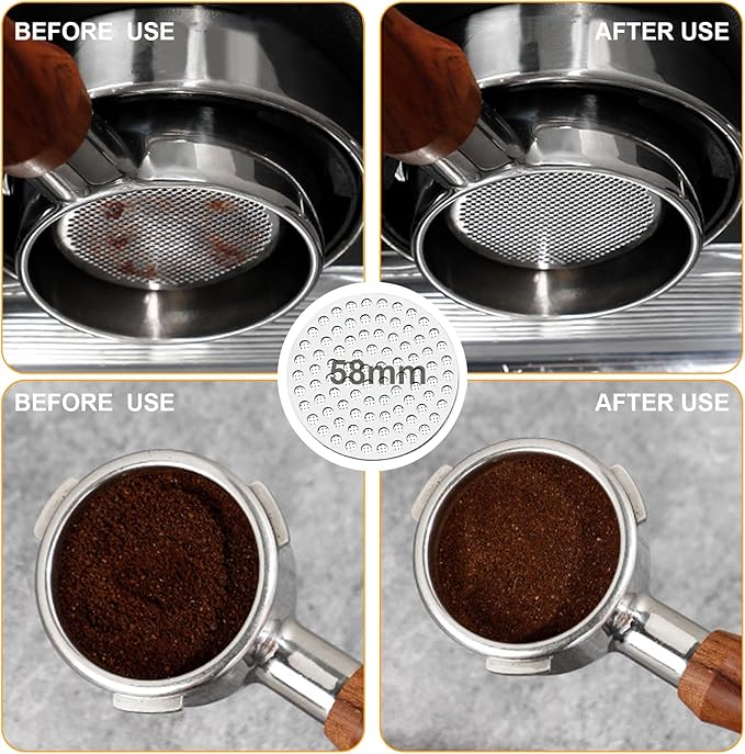 58mm Espresso Accessories Kit,Wdt Tool Espresso,Solid Espresso Tamper,Dosing Funnel and Coffee Puck Screen,Silicone Tamper Mat,0.4mm Stainless Steel 6pin Espresso Stirrer,Barista Tools Espresso Kit