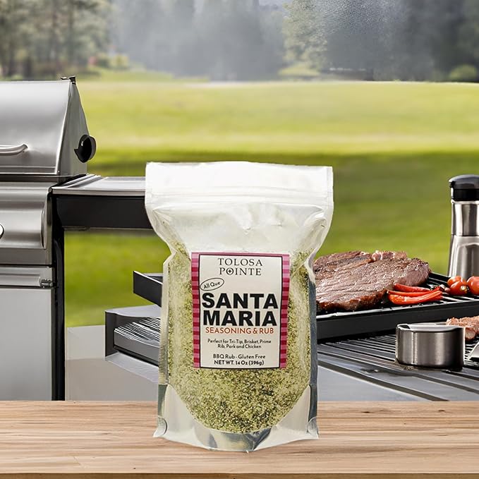 Tolosa Pointe All Que Santa Maria Seasoning & BBQ Rub for Chicken, Steak, Pork, Ribs, Prime Rib Roast, BBQ Seasoning, Grill, Gluten Free, 14 Oz (396g)