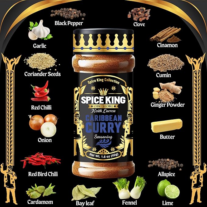Spice King Caribbean Curry Seasoning - 1.8 Oz Shaker Bottle - Authentic Jamaican Curry Powder for Cooking, Grilled Chicken, Seafood, and More ??Bold & Flavorful Caribbean Spice Blend