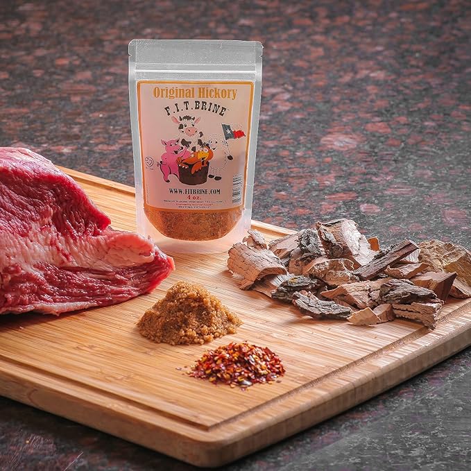 FIT Brine - Original Hickory, 16oz | Premium Meat Tenderizer & Seasoning | Adds Smoky Flavor & Juicy Texture | All-Natural, Easy-to-Use for Beef, Chicken, Pork, Salmon & More! Quality Made in Texas.