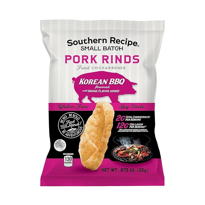 Pork Rinds Variety Pack | Salt & Pepper, Korean BBQ, & Spicy Dill | Southern Recipe Small Batch Chicharrones | Keto Friendly & Low Carb | Snack Bag (18 Count)