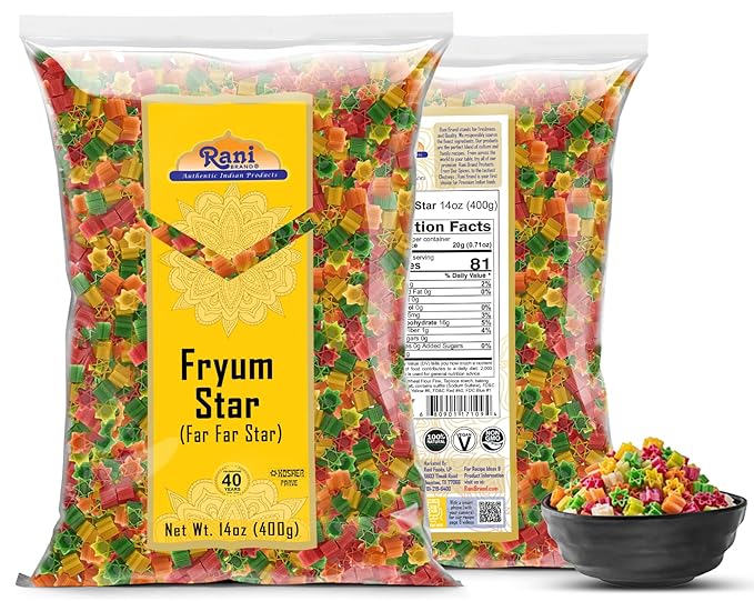 Rani Far Far/Fryums (Wheat & Tapioca Pellet) Star Shape 14oz (400g) ~ Vegan, Kosher, Uncooked, Used to Make Papad, Bhungra/Chip Snack