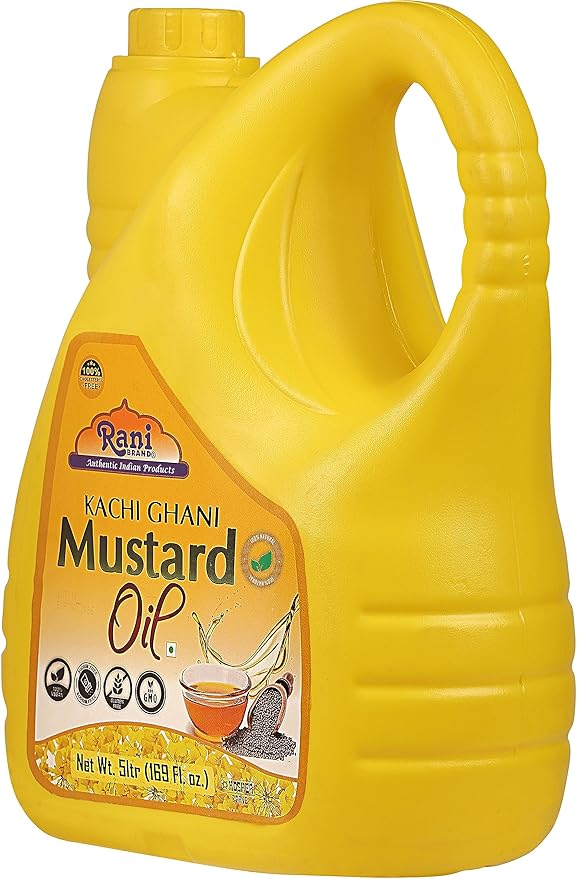 Rani Mustard Oil (Kachi Ghani) 169 Ounce (5 Liter) Pack of 2, NON-GMO | Gluten Free | Vegan | 100% Natural | Kosher
