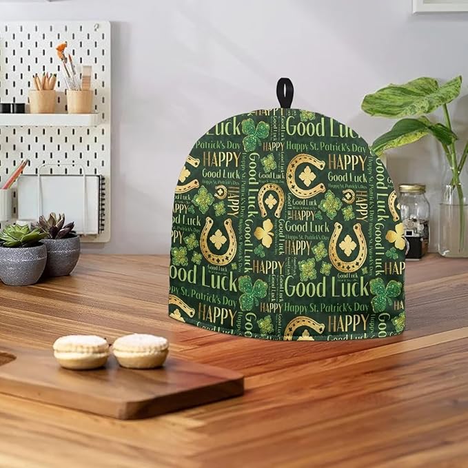 Hudotybom Four-Leaf Clover Tea Cozy for Teapot Insulated Large Teapot Cover to Keep Warm Tea Kettle Cover Machine Washable Coffee Pot Cloth Covers St Patrick Day Decorations