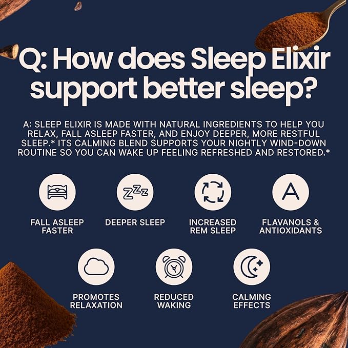 KORACAO Sleep Elixir Cacao Blend ??Ceremonial-Grade Cocoa Drink with Magnesium, L-Theanine, Reishi, Melatonin & Ashwagandha ??300g (30 Servings) for Relaxation & Restful Sleep