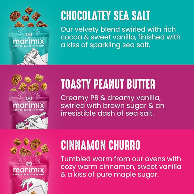 Marimix Snack Mix | 6 Flavor Variety Pack | Crunch Baked Sweet & Salty Savory Plant Based Naturally Gluten Free Whole Grain Fiber Charcuterie Pretzel Trail Party Mix | No Artificial Ingredients