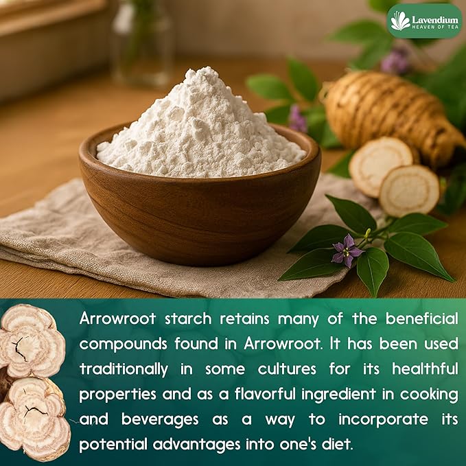Lavendium, Premium Arrowroot Starch Powder ??8oz Resealable Bag, Gluten-Free, Non-GMO, Premium Plant-Based Thickener for Cooking, Baking & Frying. No Sugar. No Caffeine. Vegan